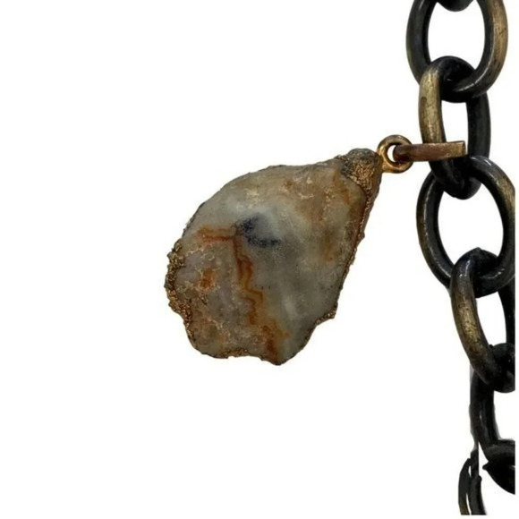 Agate Charm Large Chunky Chain Necklace - Picture 5 of 5